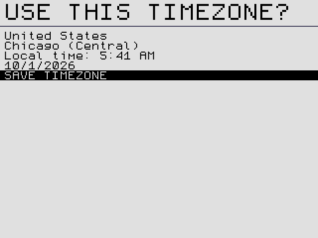 4. Check the local time and choose SAVE TIMEZONE.