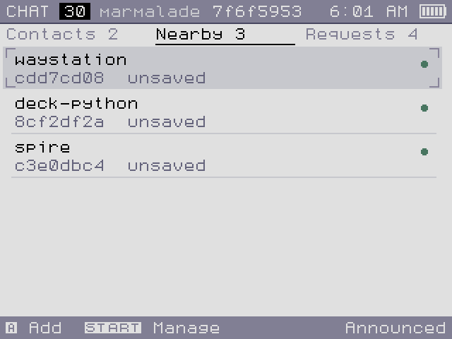 Nearby: unsaved CATs heard directly over LoRa in the last half hour.