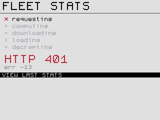 A server refusal: HTTP 401 with the internal error number.