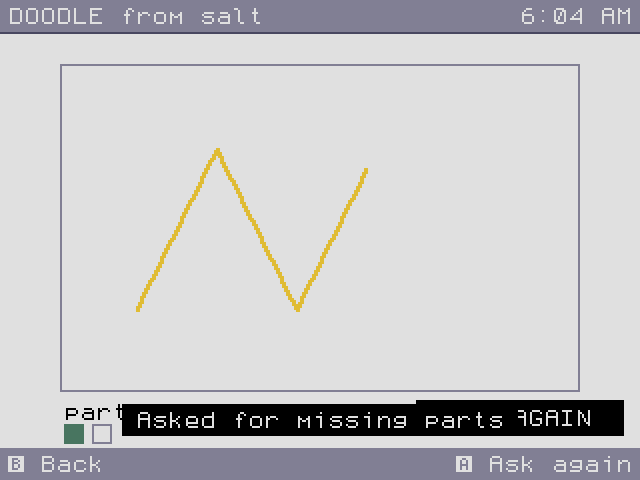 A ASK AGAIN requests the missing parts from the sender.