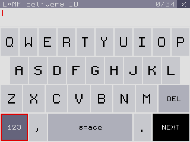 ABC once: the next letter is a capital. The key now says 123.