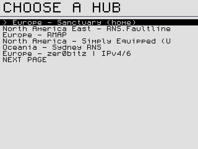 CHOOSE A HUB: six per page; > marks the current one.