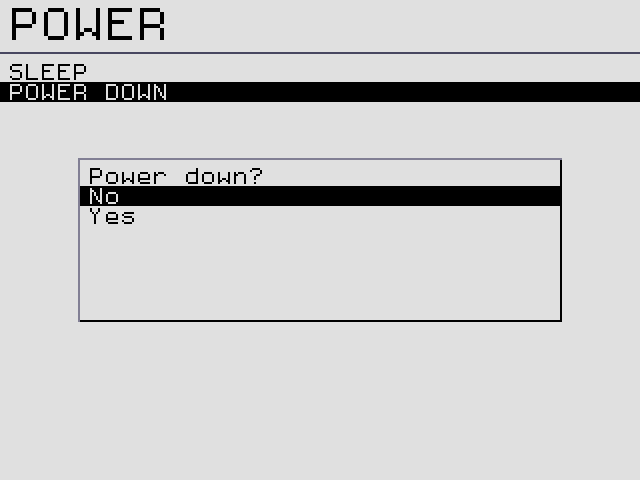 POWER DOWN asks first. SLEEP does not.