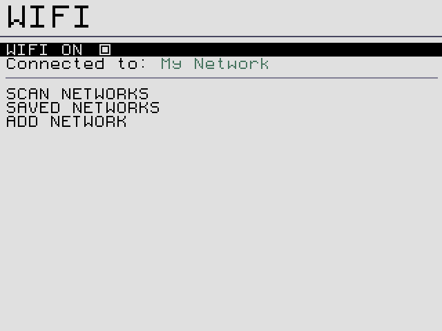 WIFI ON and connected.